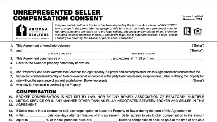 Unrepresented Seller Compensation Agreement