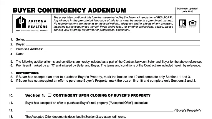 Buyer Contingency Addendum