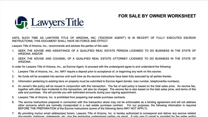 Title Worksheet - Receiving or Writing an Offer