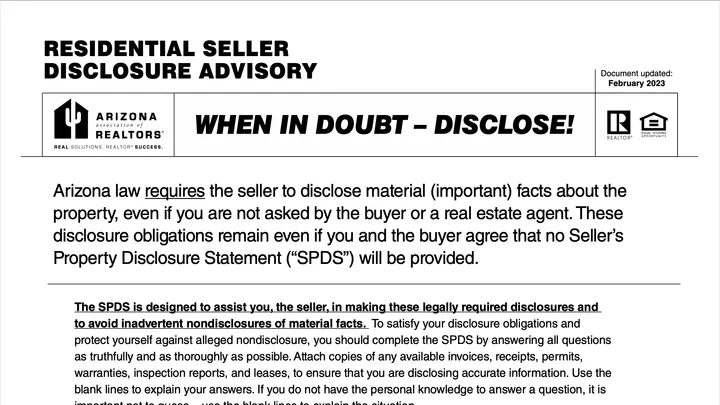 Seller Property Disclosure Statement