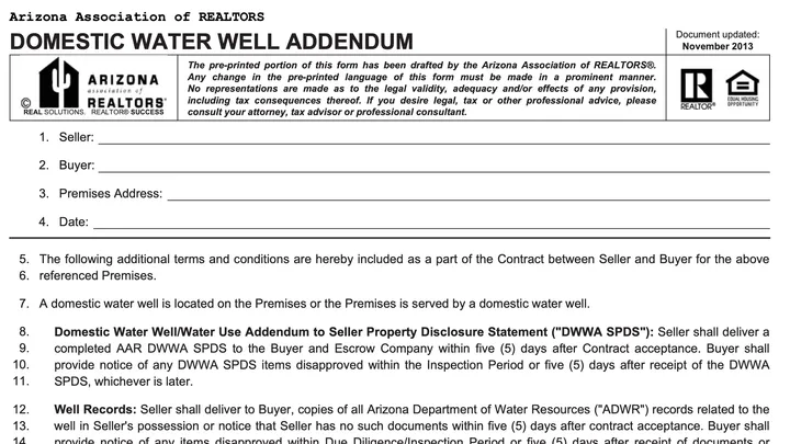 Domestic Water Well Addendum